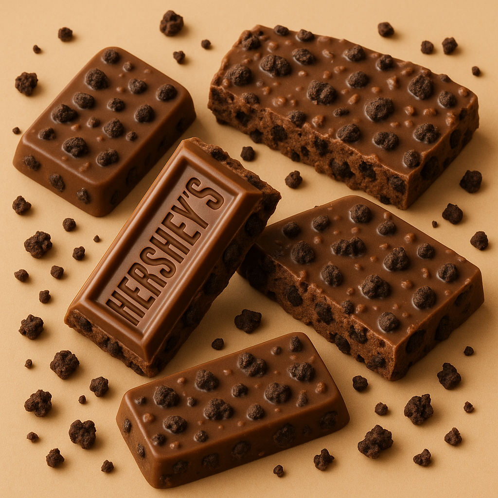 Pieces of Hershey's Cookies 'n' Chocolate.