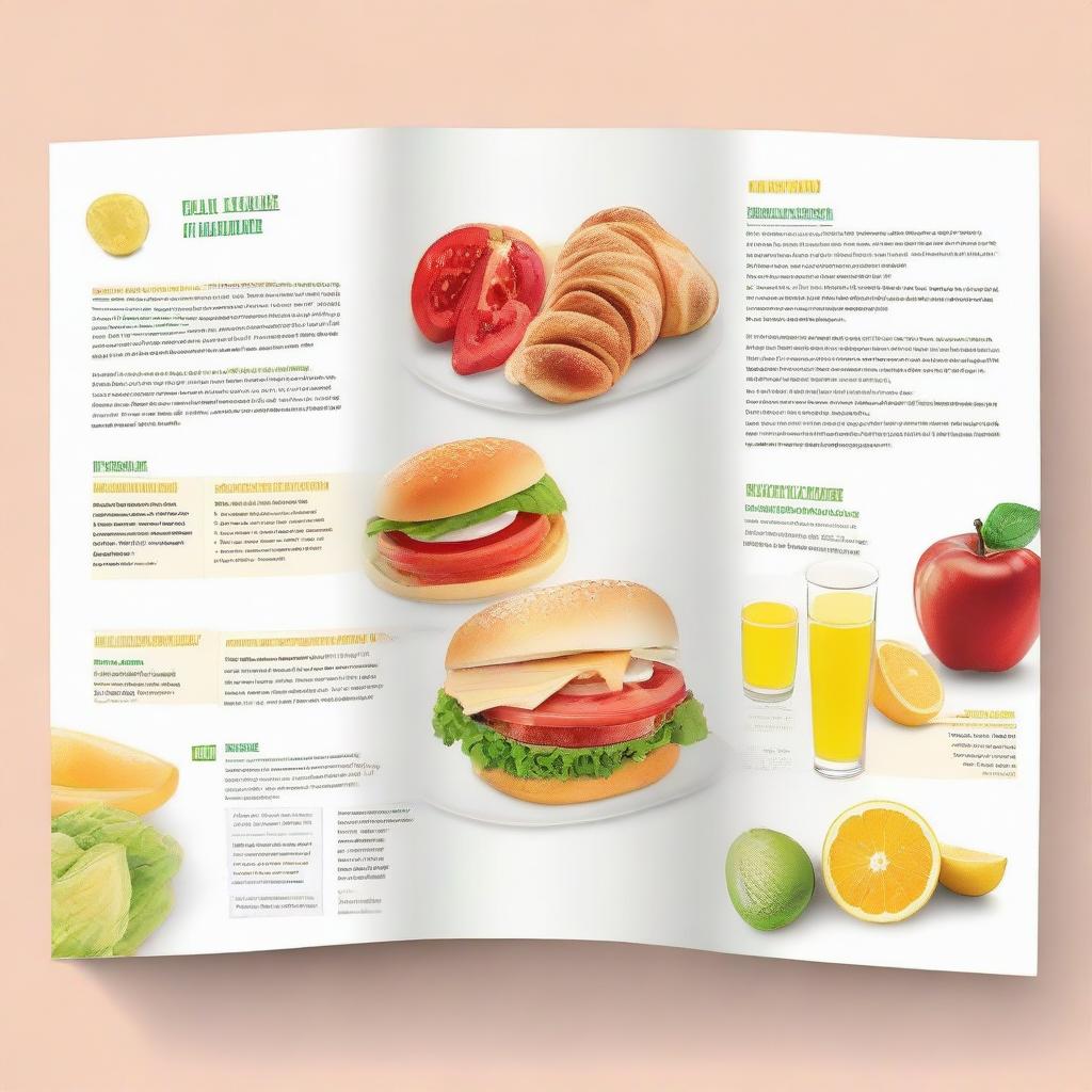 Create a brochure in English language highlighting the contrast between healthy and unhealthy foods. Use bigger, clear and easy-to-read texts.