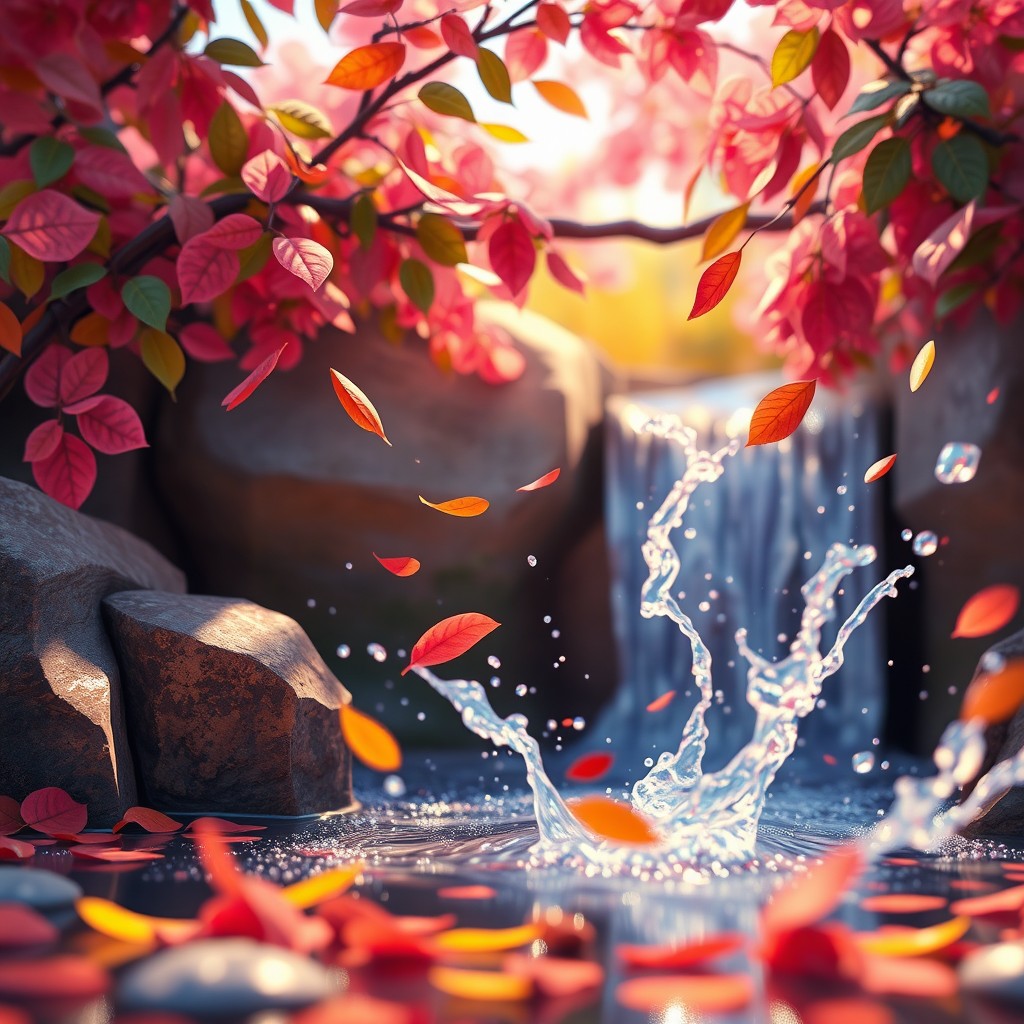 A vibrant and colorful animation scene inspired by a still photo, depicting dynamic movement and lively details