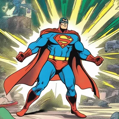 In the comic book series, the superhero reaches the apogee of his powers and defeats the supervillain.