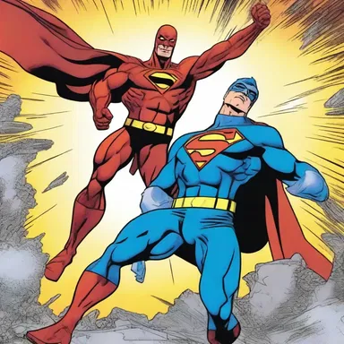 In the comic book series, the superhero reaches the apogee of his powers and defeats the supervillain.