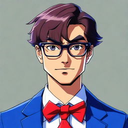 Realistic rendition of the anime character Detective Conan, featuring his signature blue suit, red bowtie, and a pair of glasses.