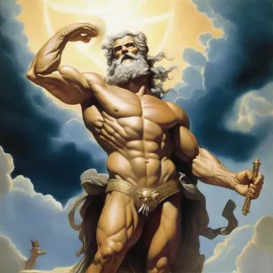 In Greek mythology, the apogee of Zeus's power was when he defeated the Titans and established his dominion over the heavens.