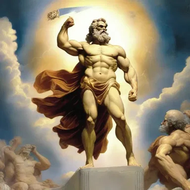 In Greek mythology, the apogee of Zeus's power was when he defeated the Titans and established his dominion over the heavens.