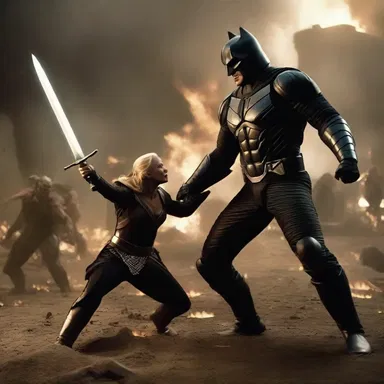The epic battle scene in the movie reached its apogee when the protagonist vanquished the villain and saved the world.