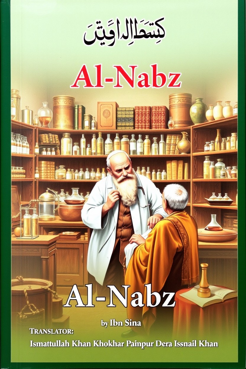 A book cover for the famous book 'Al-Nabz' written by Ibn Sina