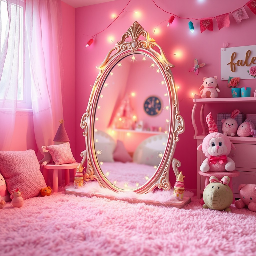 An enchanting and magical mirror as the central focus for a children's book cover