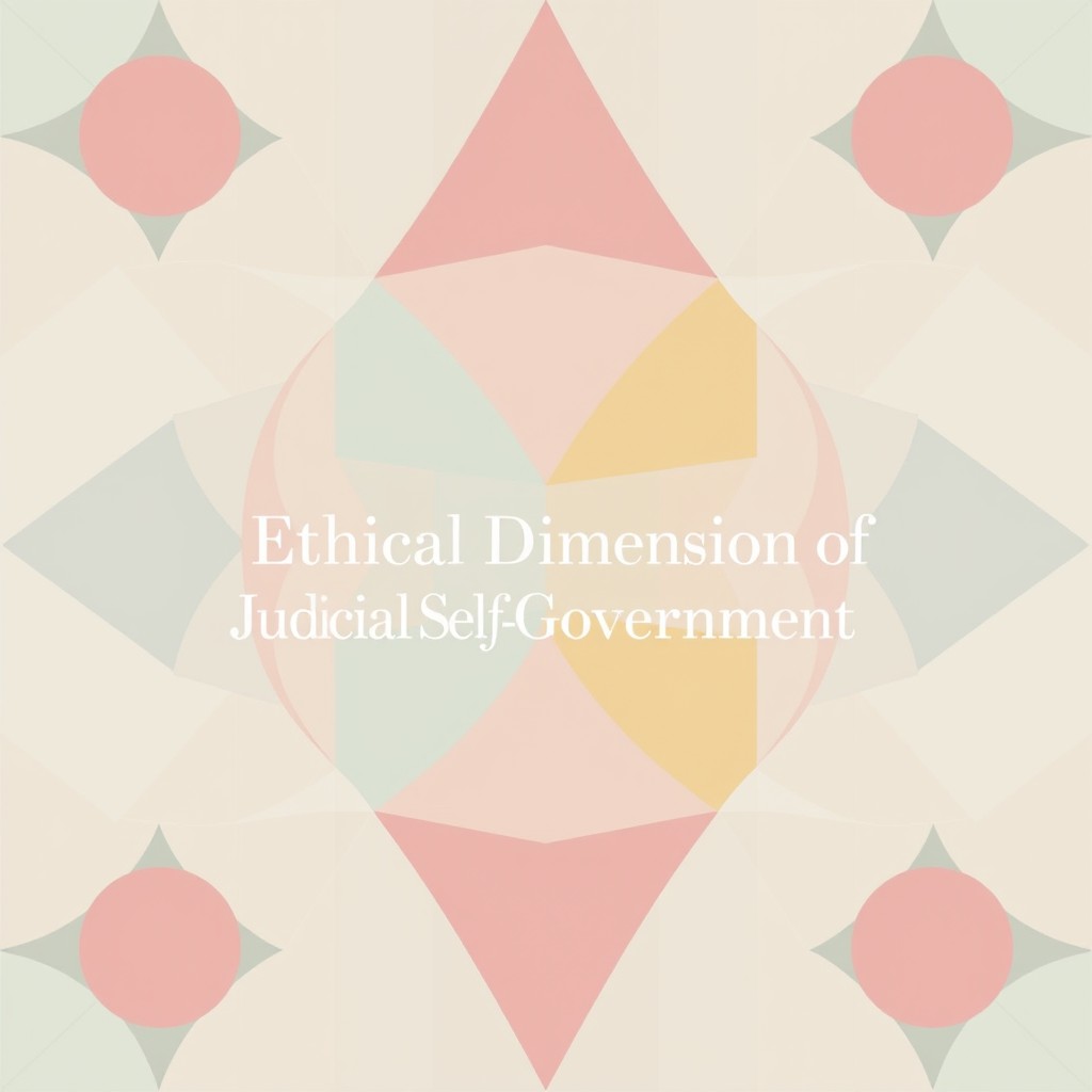 An abstract geometric book cover design for the title "Ethical Dimension of Judicial Self-Government" featuring soft pastel colors