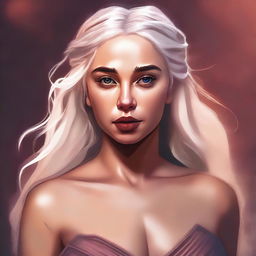 A high-quality digital art image featuring Daenerys from Game of Thrones in a sensual pose