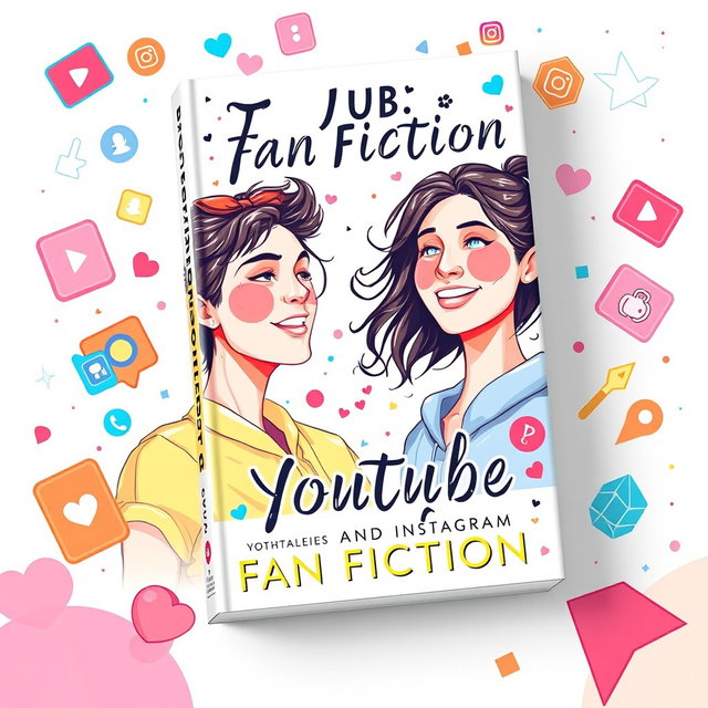 A captivating book cover design for a YouTube and Instagram fan fiction, featuring a dynamic composition that reflects the essence of modern digital storytelling