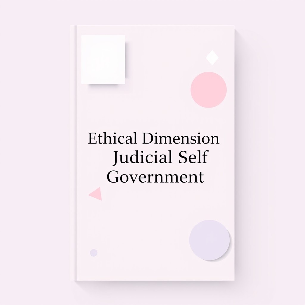 A flat design abstract geometric book cover for the title "Ethical Dimension of Judicial Self-Government" featuring a simple and elegant aesthetic