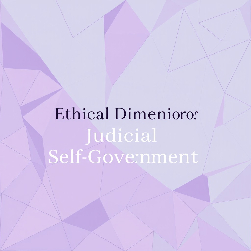 A complex abstract geometric book cover design for the title "Ethical Dimension of Judicial Self-Government" featuring a rich pastel lavender color scheme