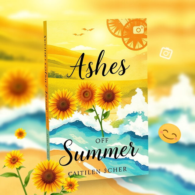 A visually striking book cover for a Wattpad fan fiction titled 'Ashes of Summer,' focusing on the theme of YouTube and Instagram
