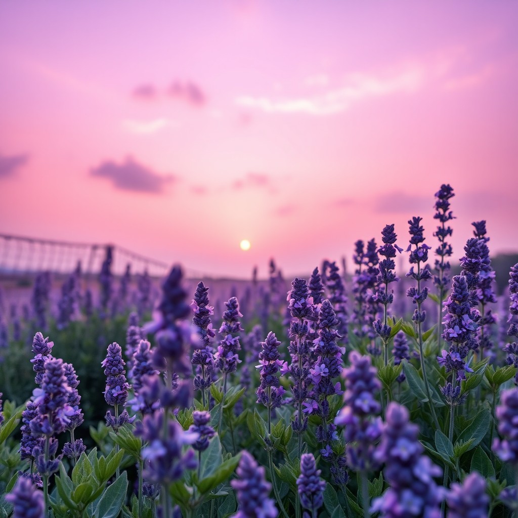 A beautiful lavender-colored scene featuring a serene landscape