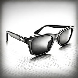 A different, high-quality pencil drawing of a pair of stylish sunglasses