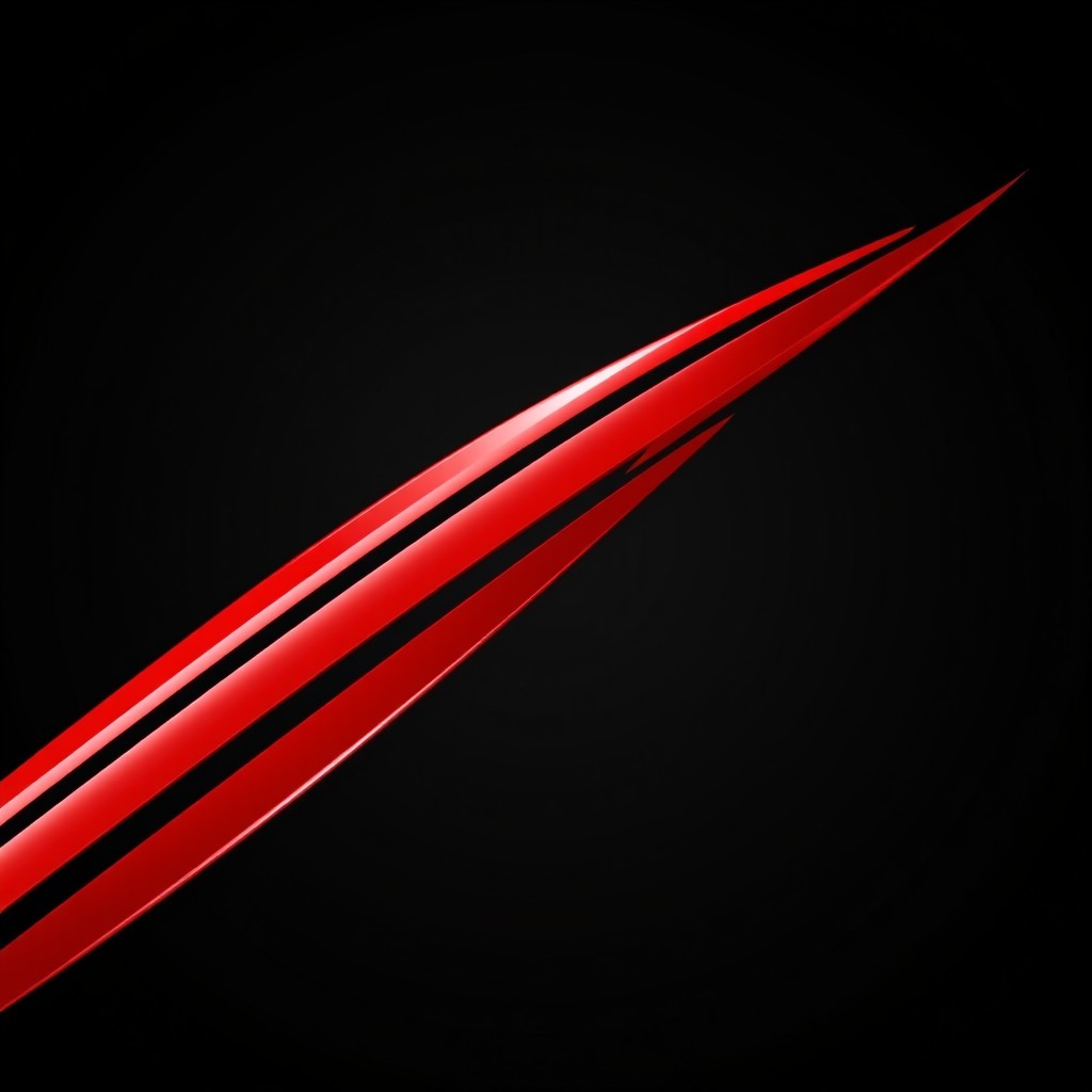 A vibrant red racing stripe design, sleek and dynamic, set against a sleek black background for contrast
