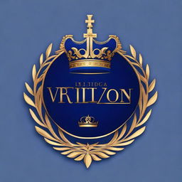 Design a logo for 'Royal Vision'. The logo should depict a regal and visionary theme, with royal blue and gold colors. It should be elegant and minimalistic.