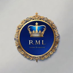 Design a logo for 'Royal Vision'. The logo should depict a regal and visionary theme, with royal blue and gold colors. It should be elegant and minimalistic.