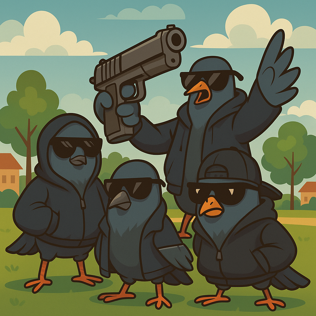 Make them look like a real evil gangsta gang, with guns