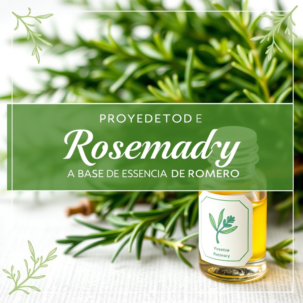 A visually appealing cover design for a project titled "PROYECTO DE UNA POMADA A BASE DE ACEITE ESENCIAL DE ROMERO"