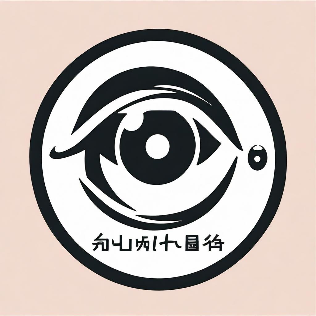 Generate a circular logo featuring an image of an eye, with the text 'quwu jr frmandani' situated below the image.