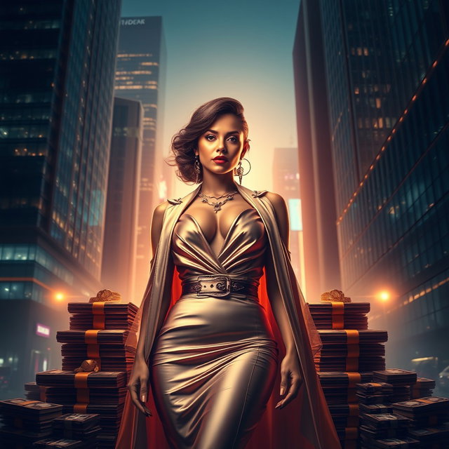 A stunning cover art design for the music industry, featuring a cinematic low light setting that emphasizes themes of money, respect, women, and power