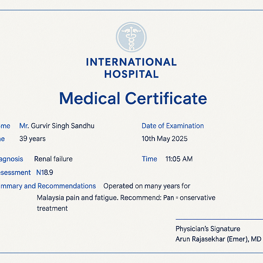 Date of examination 10th May 2025 Time 11.05am