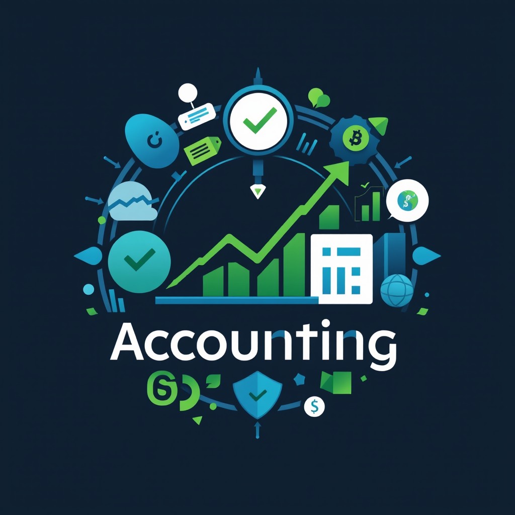 A sophisticated and dynamic logo design centered on accounting themes, encapsulating all its essential meanings such as accuracy, financial analysis, and trustworthiness
