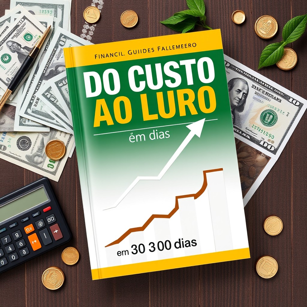 A captivating e-book cover for a financial guide titled 'Do Custo ao Lucro em 30 dias'