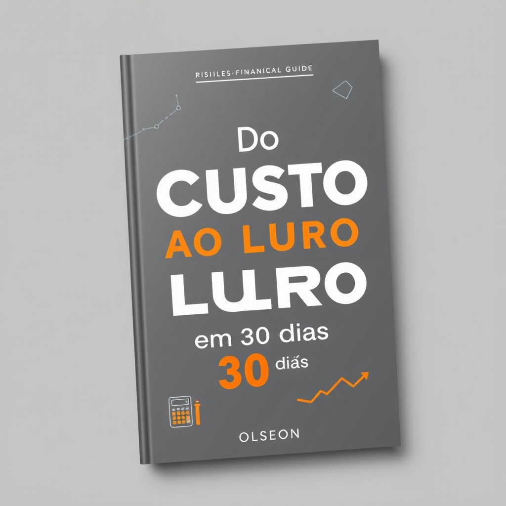 An elegant e-book cover for a financial guide titled 'Do Custo ao Lucro em 30 dias', specifically designed for entrepreneurs without experience in finance and accounting