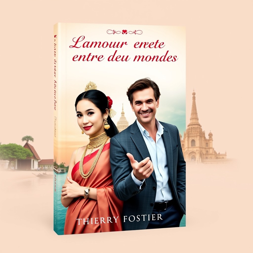 A captivating book cover design for 'L'amour entre deux mondes' by Thierry Fostier