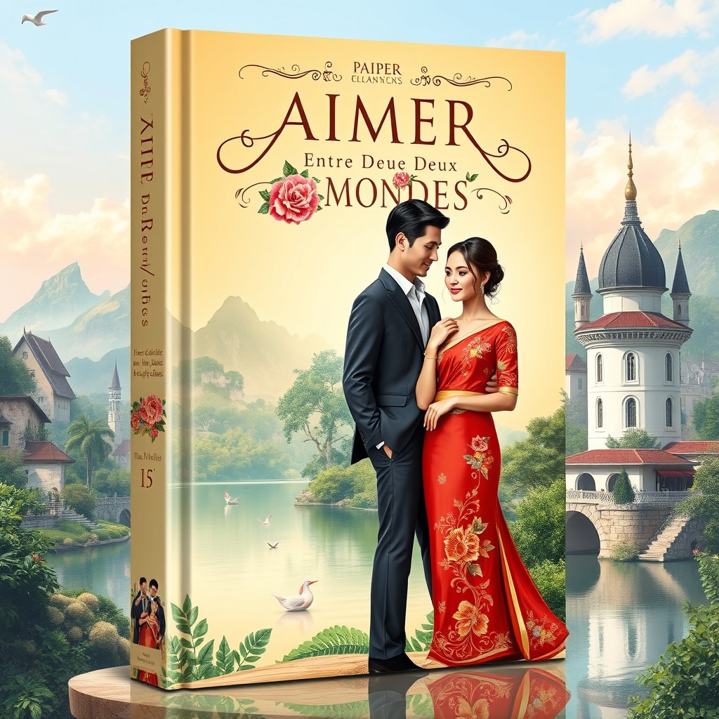 An enchanting book cover design for 'AIMER ENTRE DEUX MONDES'