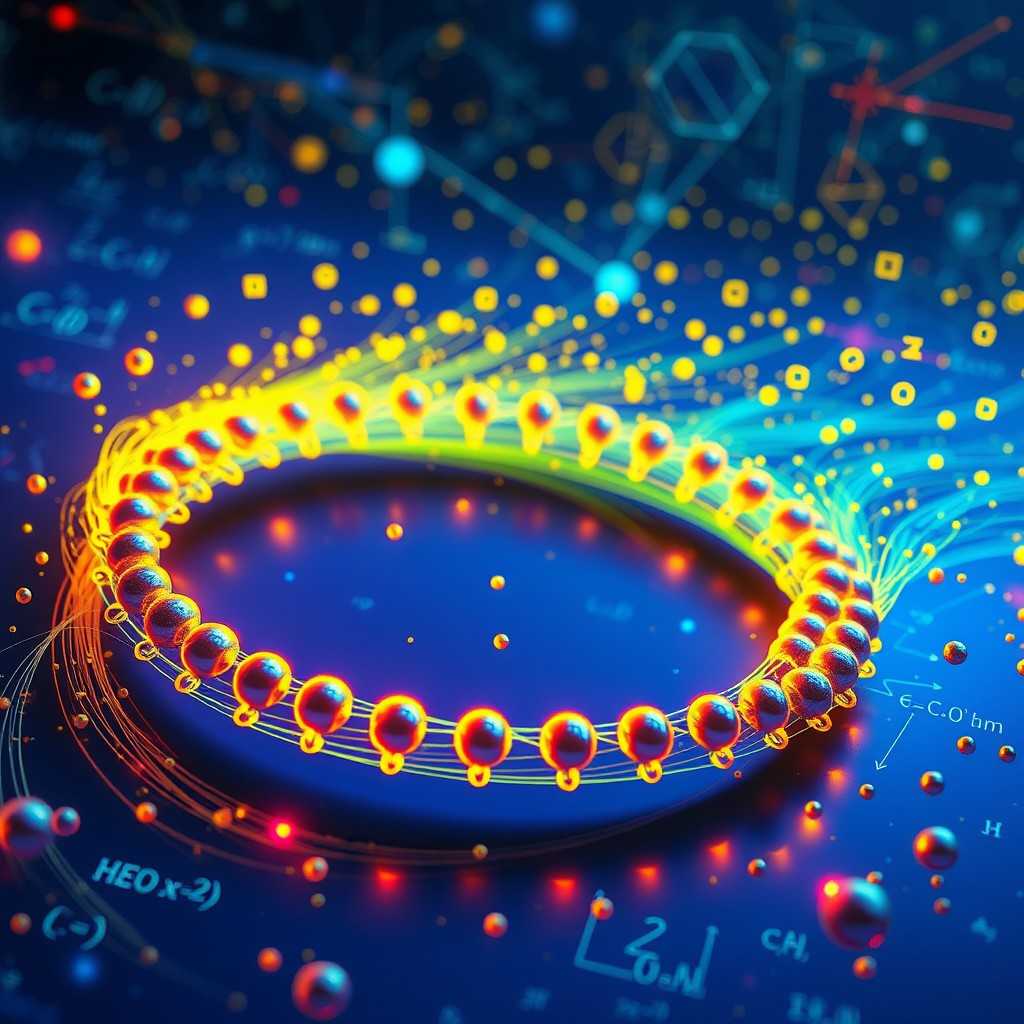 A detailed and artistic representation of a totally asymmetric exclusion process (TASEP) occurring on a ring