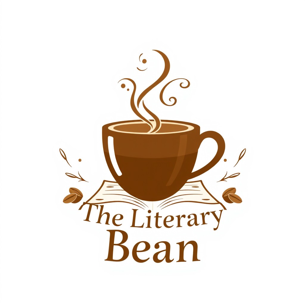A stylish and modern logo for a cafe-library named "The Literary Bean"