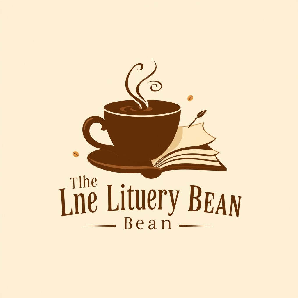 A sophisticated and inviting logo for a cafe-library named "The Literary Bean"