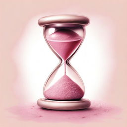 An intriguing pink pencil drawing of an hourglass, rendered with high precision and quality