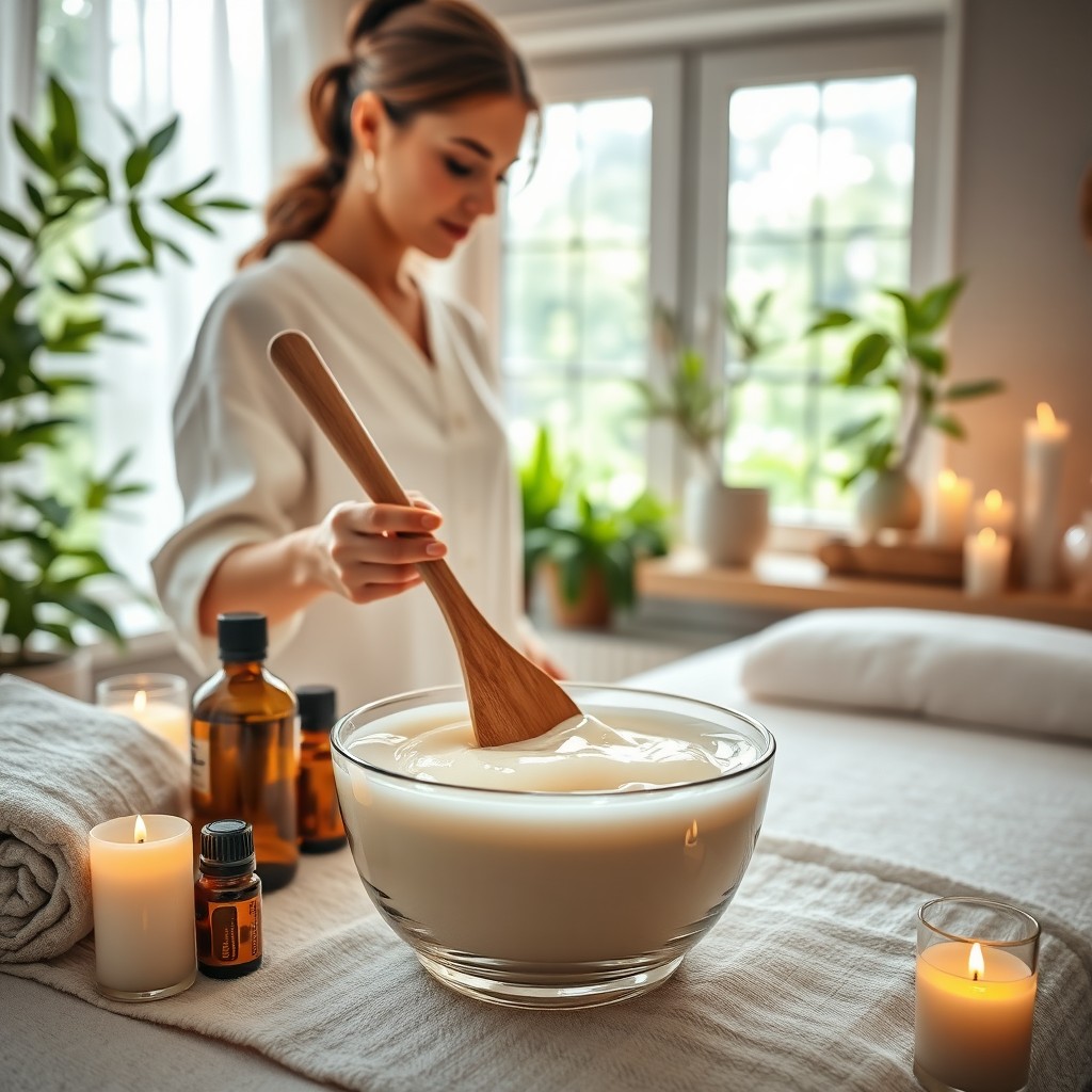 A beautifully arranged setting showcasing the process of sugar wax depilation