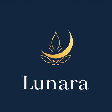 A minimalist luxury logo design for a Korean skincare brand named 'Lunara'