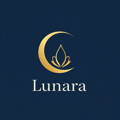 A minimalist luxury logo design for a Korean skincare brand named 'Lunara'