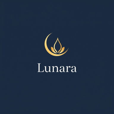 A minimalist luxury logo design for a Korean skincare brand named 'Lunara'