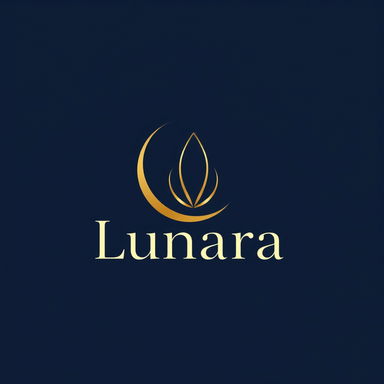 A minimalist luxury logo design for a Korean skincare brand named 'Lunara'