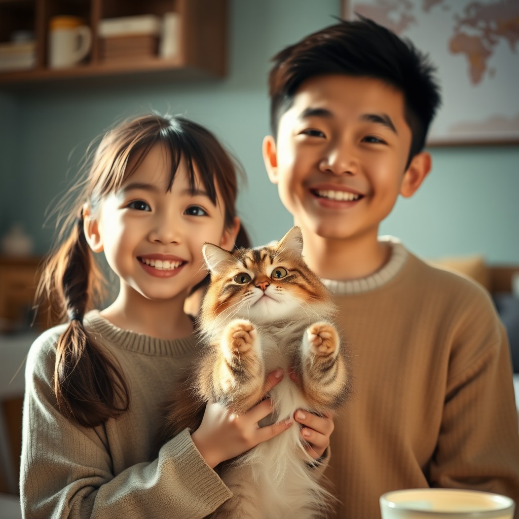 A captivating scene featuring a girl standing next to a young Chinese man