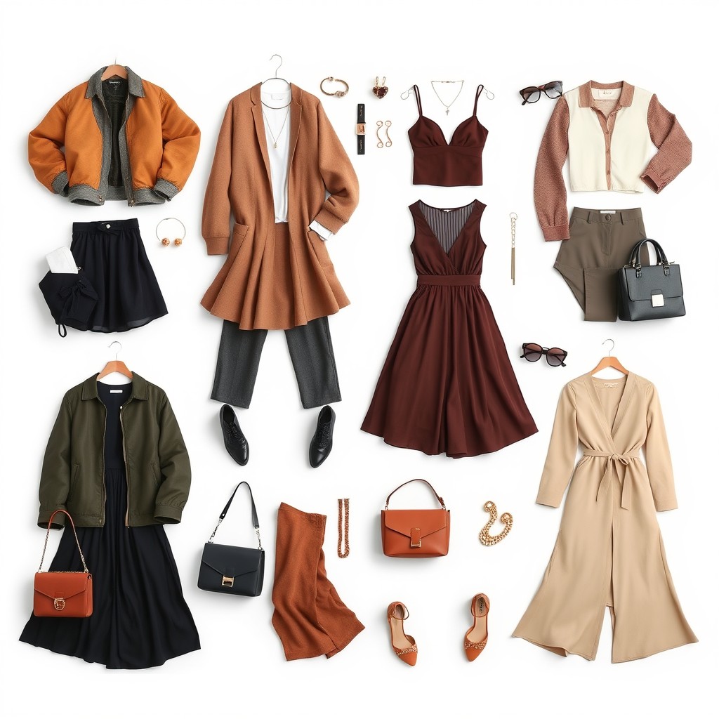 A collection of high-quality aesthetic outfit inspirations displayed against a plain white background