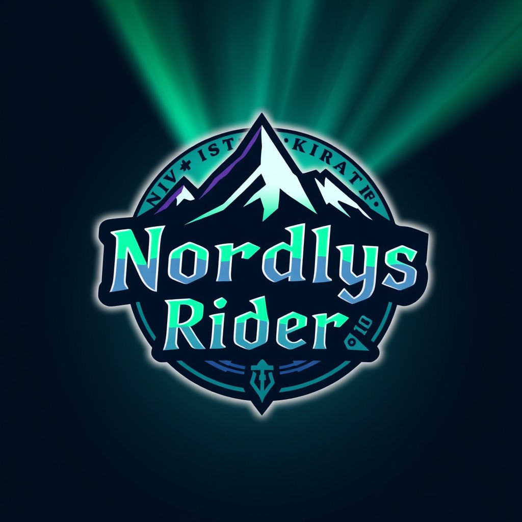 A creative and modern logo design featuring the name 'Nordlys Riders' prominently displayed