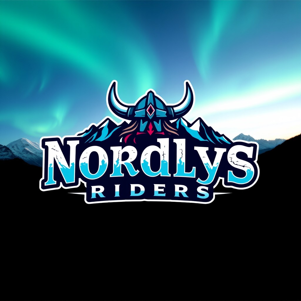 A vibrant and striking logo design featuring the name "Nordlys Riders"