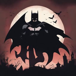 A haunting Batman logo, enveloped in eerie shadows and chilling horror-themed elements.