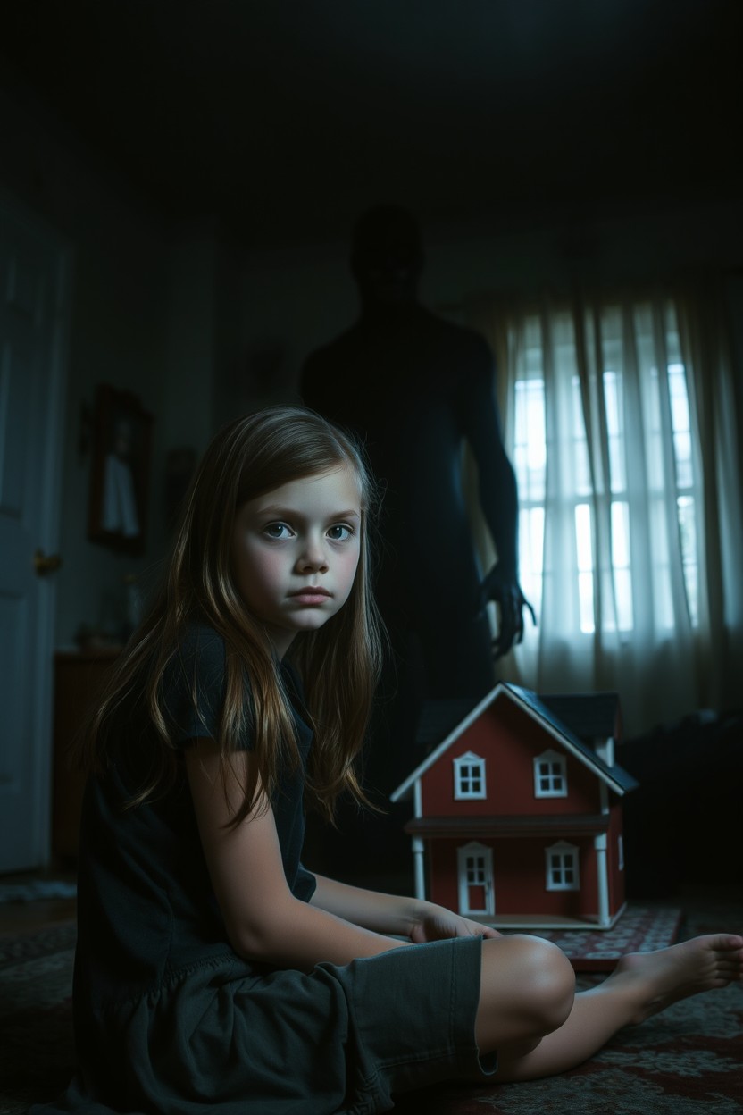 A dimly lit rural house room with a dark and moody atmosphere