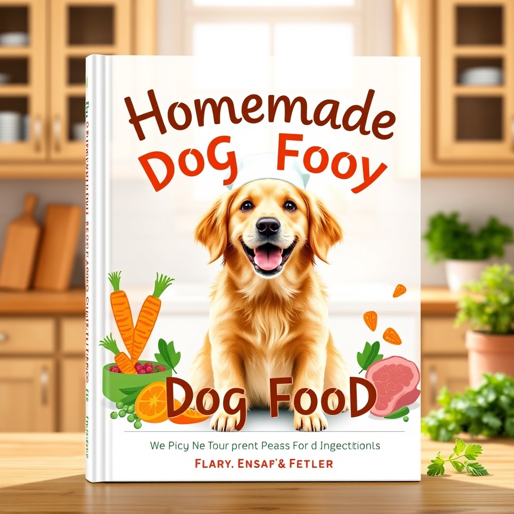 A beautifully designed book cover for 'Homemade Healthy Dog Food'