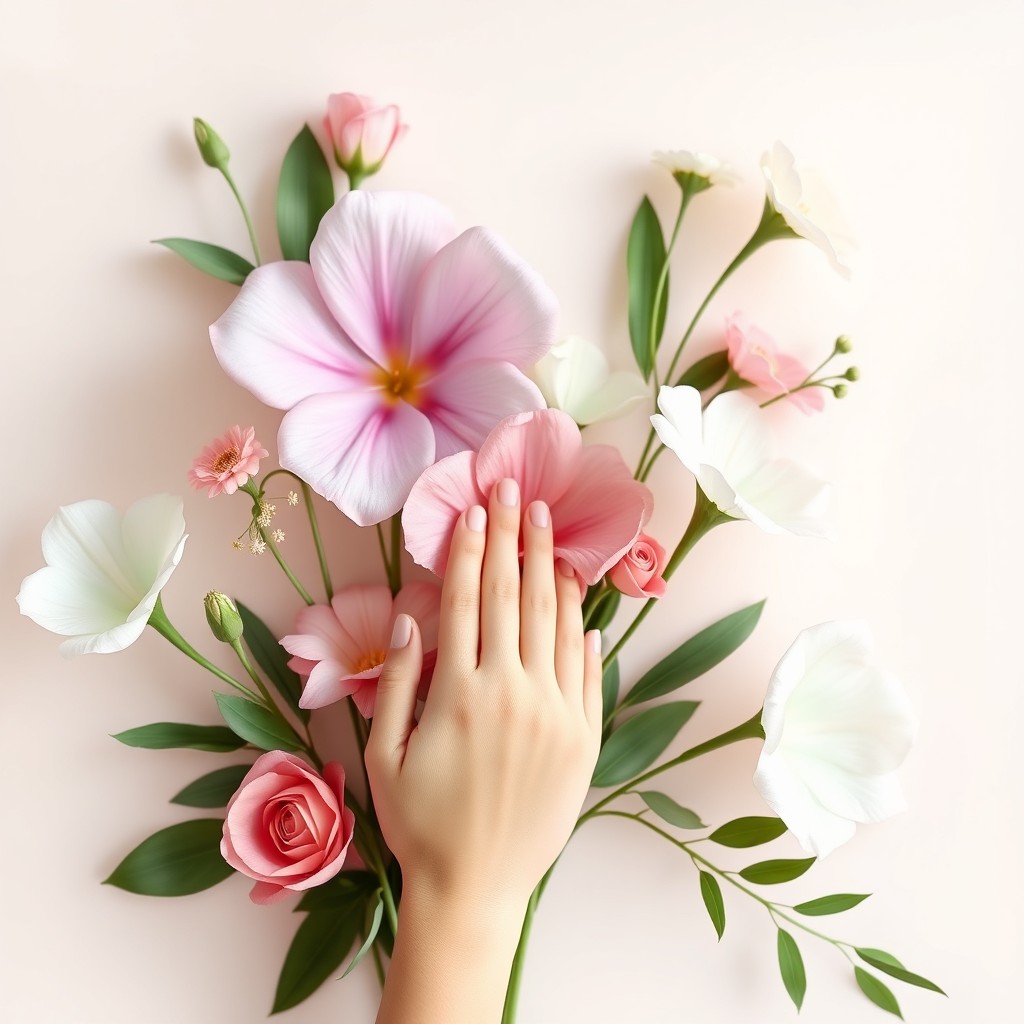 A minimalist floral design for Mother's Day, showcasing vibrant and delicate flowers that symbolize love and care