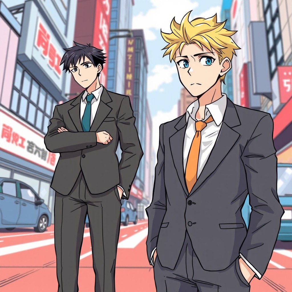 A two-character scene illustrated in a manhwa style